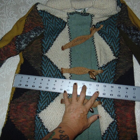 Anthropologie Charlie & Robin Cardigan Patch Knit S Chunky Cottage Cabin Core - Picture 12 of 14